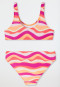 Bustier bikini set waves SPF 40+ vivid red - aqua