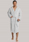 Peignoir de bain gris clair en tissu éponge avec capuche à rayures - selected! premium