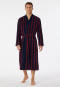 Bathrobe soft velour burgundy striped - Essentials