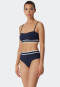 Ensemble bikini bandeau coussinets souples bretelles variables slip midi effet côtelé bleu foncé - Underwater