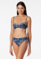 Bandeau underwire bikini soft cups variable straps midi briefs adjustable sides blue patterned - Ocean Swim