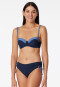 Bandeau underwire bikini soft cups variable straps midi briefs adjustable sides midnight blue - Ocean Swim