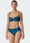 Bikini bandeau avec armatures coques souples bretelles variables rayures slip midi côtés réglables aquarium - Ocean Dive