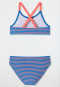 Bikini in tessuto a maglia riciclato SPF40+ strisce aquarium - Ciano