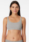 Bralette in cotone biologico a doppia costa, di colore grigio screziato - Pure Rib