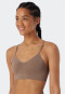 Bustier with cups V-neck matte brown - Seamless light