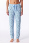 Hose lang Bündchen Blumen Leoparden hellblau - Mix+Relax