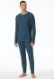 Schlafanzug Doppelripp lang Bündchen dunkelblau - Modern Nightwear