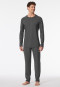 Schlafanzug Doppelripp lang dunkelgrau meliert - Modern Nightwear