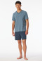 Pigiama breve a righe con scollatura a V blu denim - Long Life Soft