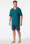 Pyjamas short V-neck chest pocket denim blue patterned - Comfort Essentials