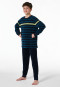 Pigiama lungo in spugna blu notte a righe - Nightwear