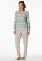 Pigiama lunghezza polsini in spugna a righe verde - Casual Essentials