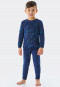 Pyjama long éponge coton bio bords-côtes véhicules spatiaux bleu foncé - Boys World