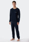 Pajamas long interlock dark blue - Fine Interlock