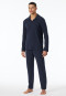 Pyjama long interlock col polo bleu nuit - Selected Premium Warming
