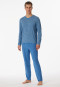 Pyjamas long modal V-neck stripes atlantic blue - Long Life Soft
