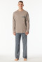Pigiama lungo in cotone organico grigio brunastro a fantasia - Comfort Nightwear