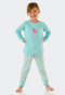 Pajamas long organic cotton cuffs horse stripes turquoise - Nightwear