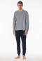 Pigiama lungo con polsini a righe blu notte - Casual Essentials