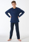 Schlafanzug lang Ringel nachtblau - Teens Nightwear