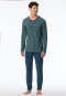 Schlafanzug lang Streifen dunkelblau - Long Life Soft