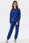 Pyjama long velours bords-côtes étoiles bleu - Teens Nightwear