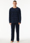 Pyjama long rayures velours bleu nuit - Casual Nightwear