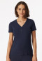 Shirt short-sleeved Henley button placket blue - Mix & Relax