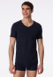 Shirt short-sleeve jersey elastic V-neck blue-black - Long Life Soft