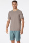 T-shirt manches courtes en coton biologique rayures gris-brun - Mix+Relax