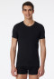 Short-sleeved shirt with V-neck, black - Long Life Cotton