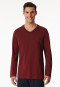 Shirt langarm V-Ausschnitt burgund - Mix+Relax