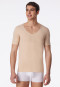 Interlock seamless short-sleeved shirt with v-neck clay - Laser Cut