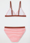 Set bikini a triangolo in tessuto a maglia SPF40+ riciclato a strisce rosa fuchsia - Ciano