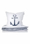 Reversible bed linen 2-piece Renforcé anchor stripes white/navy - SCHIESSER Home