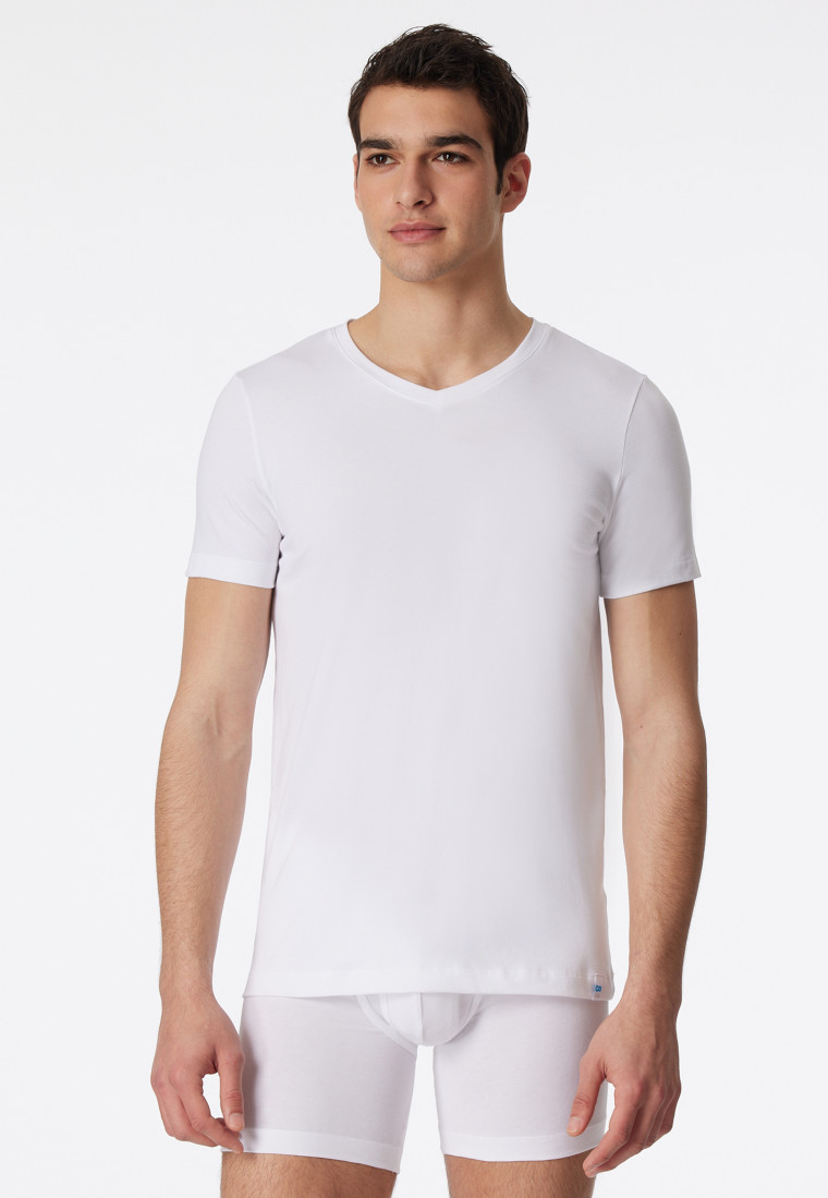 Shirt kurzarm V-Ausschnitt weiß - Long Life Cotton | SCHIESSER