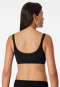 Bralette in cotone biologico a doppia costa, nero - Pure Rib