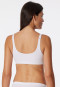Bralette in cotone biologico a doppia costa, bianco - Pure Rib
