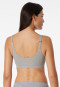 Bralette in cotone biologico a doppia costa, di colore grigio screziato - Pure Rib