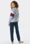 Pajamas long interlock organic cotton cuffs stripes heather gray - Teens Nightwear