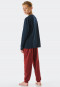 Schlafanzug lang Organic Cotton Bündchen Streifen San Francisco nachtblau - Teens Nightwear