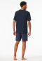 Short pyjamas V-neck chest pocket navy patterned - Comfort Essentials