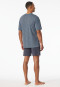 Pyjama court coton bio encolure en V poche poitrine à carreaux graphite - Comfort Nightwear