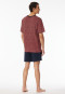 Pyjama court coton bio encolure en V poche poitrine à carreaux rouge chilli - Comfort Nightwear