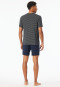 Pyjama court en modal encolure en V rayures bleu marine - Long Life Soft