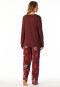 Pigiama lungo floreale rosso bordò - Comfort Nightwear