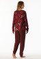 Schlafanzug lang Bündchen Blumen burgund - Comfort Nightwear