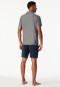 Pyjama court rayures col de chemise bleu nuit - Selected Premium Jacquard