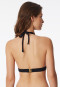 Triangle bikini top jersey recycled stripes black - aqua